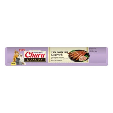 Churu Luxury Ton și Creveți King, 4 x 14 g – recompensă cremoasă pentru pisici
